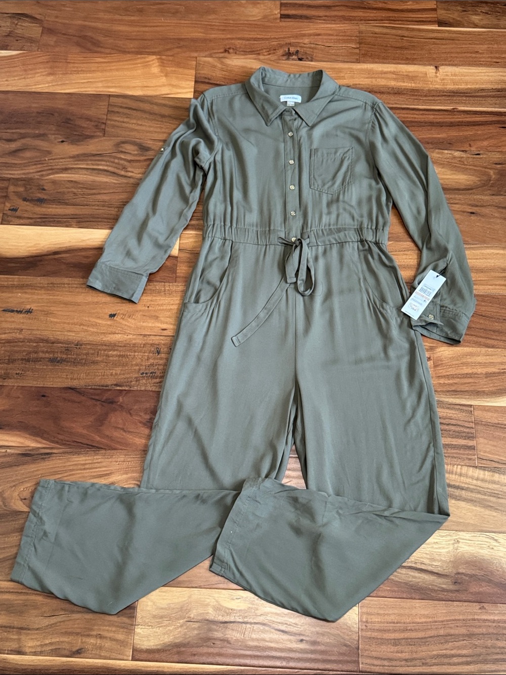 Calvin Klein Women's Long Sleeve Jumpsuit Romper Olive Green New w/Tags Size 12